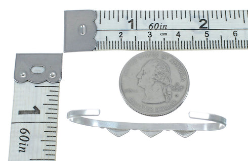 Sterling Silver Coral Zuni Heart Inlay Baby Cuff Bracelet JX130697